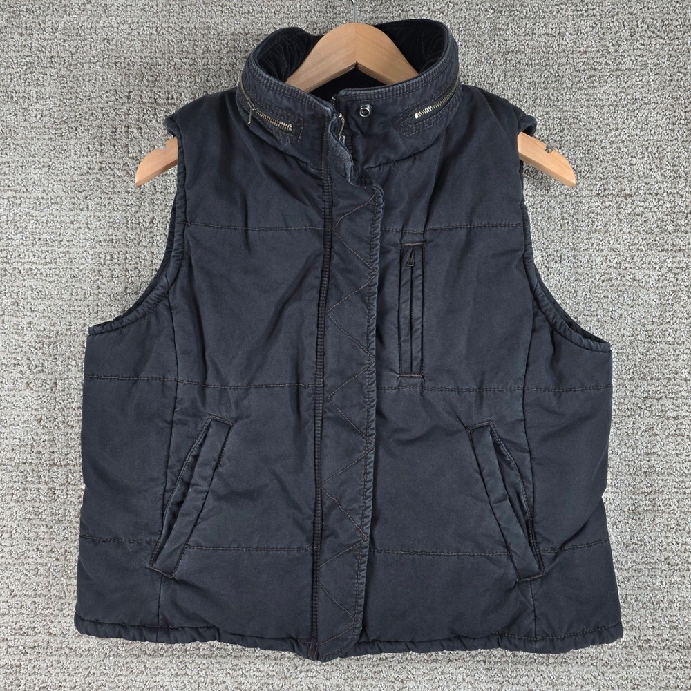 Polo Jeans Co Ralph Lauren Women Black Quilted Puffer Vest Jacket Size Large‎